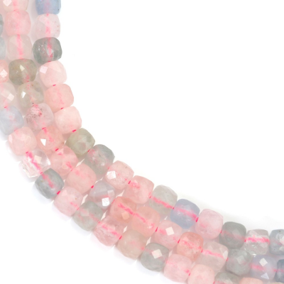 Natural Morganite Beads Strand Faceted Square Size 4x4mm Hole 0.8mm Approx.110Beads/Strand