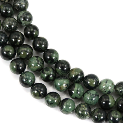 Collier de perles de Jaspe Kambaba rond 6mm, trou 1 mm, 68 perles/coton, 15~16"