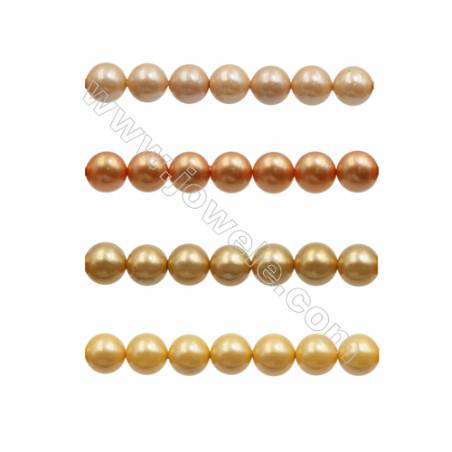 10mm Orange Series Shell Pearl Beads  Hole 1mm  about 40 beads/strand 15~16"