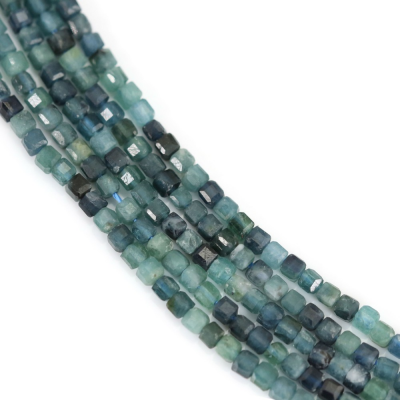 Blue Tourmaline Faceted Cube Size2mm Hole0.6mm 39-40cm/Strand