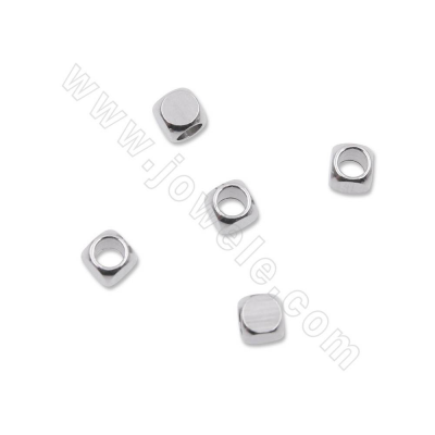 perles en acier inoxydable 304 à facettes carrées taille 3x3mm trou 2 mm100 pièces /pack
