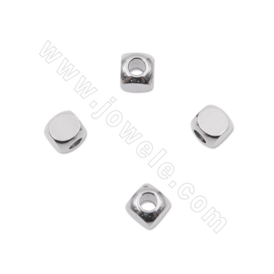 perles en acier inoxydable 304 à facettes carrées taille 4x4mm trou 2.2mm 100 pièces /pack