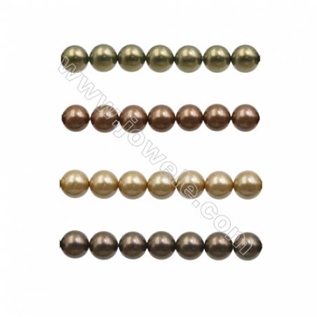 Série brune Perles nacrée ronde sur fil Taille 10mm de diamètre trou 1.0mm  Environ 40perles/fil 15~16"