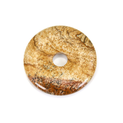 Natural Picture Jasper Donut Pendant  Diameter 40mm  Hole 8mm x 1piece