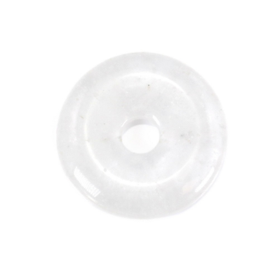Pendentif en cristal de roche naturel Donut / Pi Disc 30mm Hole6mm 1piece