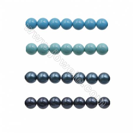 Série bleue Perles nacrée ronde sur fil Taille 6mm de diamètre trou 0.8mm  Environ 66perles/fil 15~16"